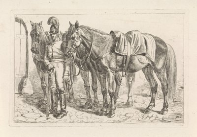 Cuirassier and Three Horses by George Jooss