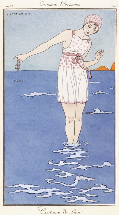 Parisian Clothing: Bathing Costume by Georges Barbier