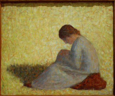 Peasant Woman Sitting in the Grass by Georges Seurat