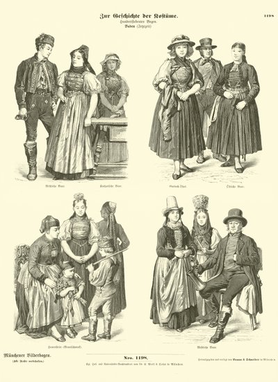 Costumes from Baden, Germany, 19th Century by German School