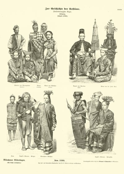 Costumes of Indonesia, 1880 by German School