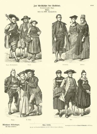 Swiss Costumes, Late 18th Century by German School