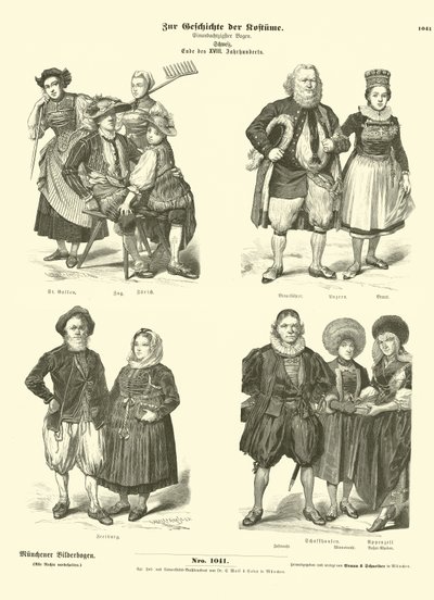 Swiss Costumes, Late 18th Century by German School