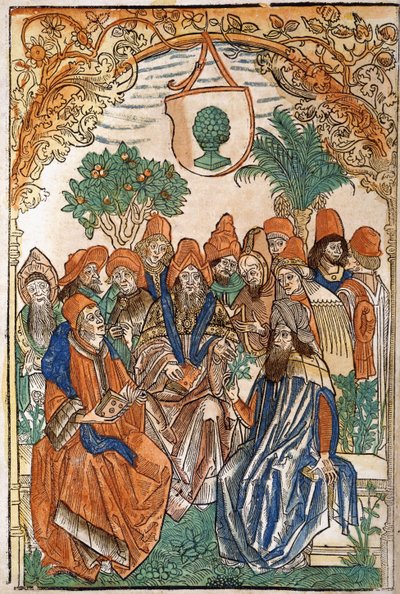 Thirteen Scholars in a Garden Setting by German School