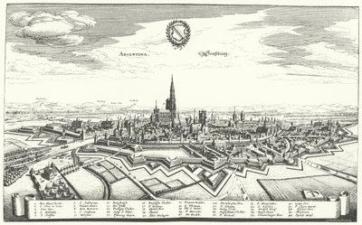 View of Strasbourg (engraving) by German School