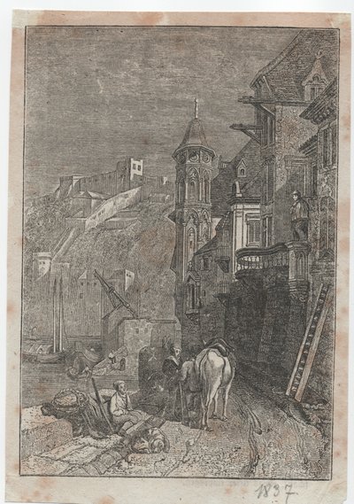 Medieval City Scene by German School