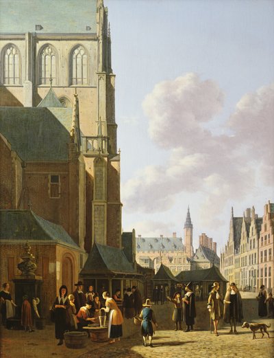 The Grote Markt, Haarlem, Looking West by Gerrit Adriaensz Berckheyde