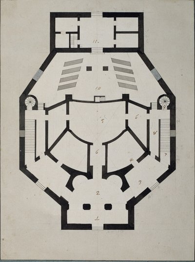 Upstairs Floor Plan by Giacomo Antonio Domenico Quarenghi