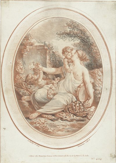 Bacchanal with Nymph and Two Putti by Gilles Demarteau