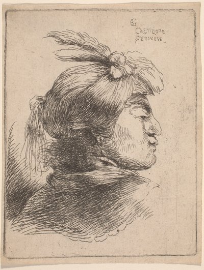 Small Oriental Head by Giovanni Benedetto Castiglione