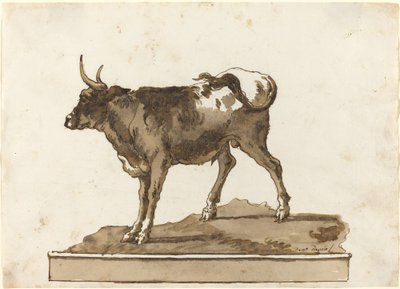 A Bull on a Ledge by Giovanni Domenico Tiepolo