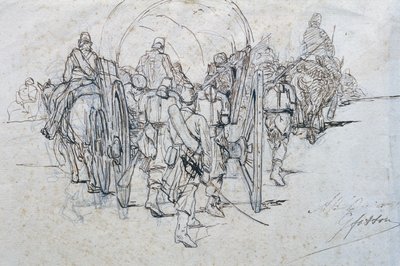 Convoy of supplies on the march by Giovanni Fattori