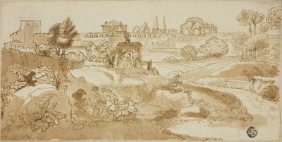 View of Rome, with Via Appia by Giovanni Francesco Grimaldi
