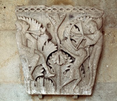 The death of Cain (carved capital) by Gislebertus