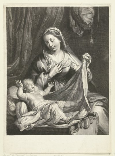 Mary with Christ Child in Manger by Gérard Edelinck