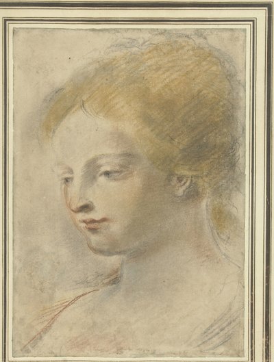 Head of a Young Woman, with Downcast Eyes by Guercino