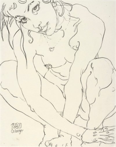 Female Nude, Reading Thoughts by Gunter Langer