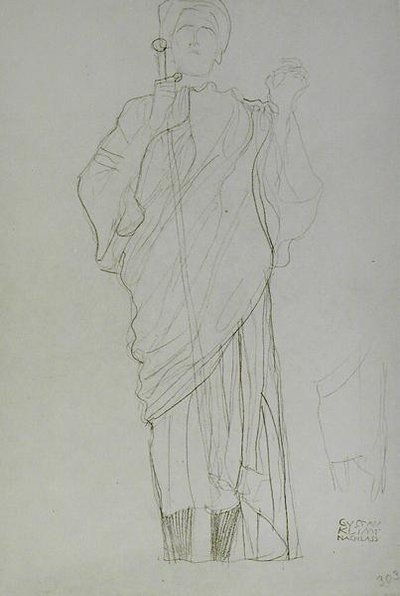 Standing Woman Holding Sword by Gustav Klimt