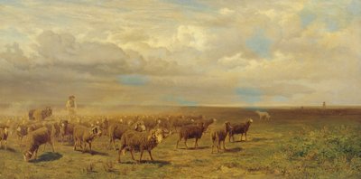 Sheep Herd in the Puszta by Gustav Ranzoni