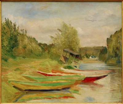 Boats and Cabin, Seine Riverbank by Gustave Caillebotte