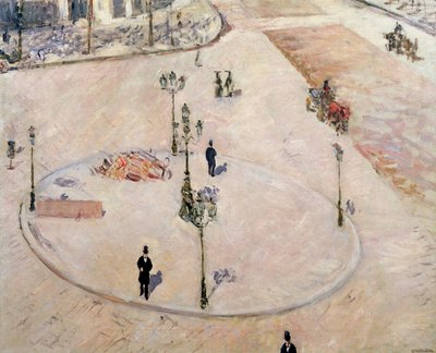 Traffic Island on Boulevard Haussmann by Gustave Caillebotte