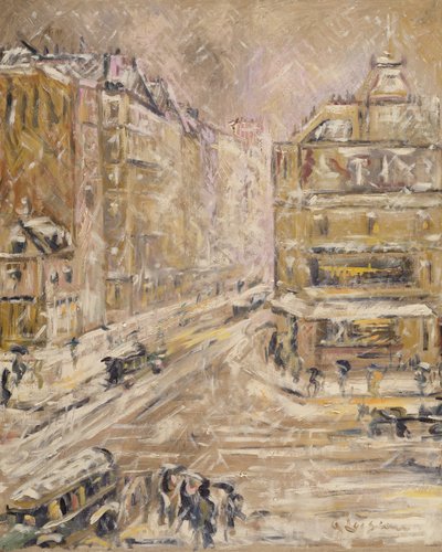 Rue de Clignancourt Under Snow by Gustave Loiseau