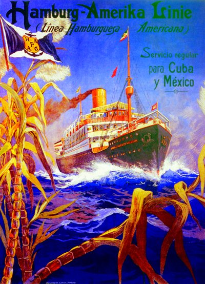 Poster Advertising the Hamburg American Line by Hans Bohrdt