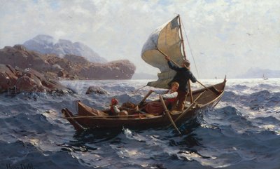Woman, man and child in a Oselver by Hans Dahl