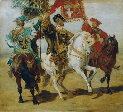 Three Mounted Standard Bearers by Hans Makart