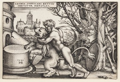 Hercules and the Nemean Lion by Hans Sebald Beham