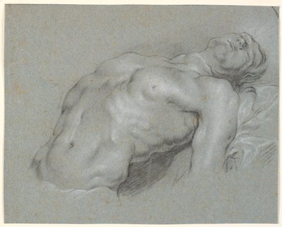 Upper Body of a Strongly Reclining Male Model by Heinrich Dittmers