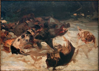 The Boar Hunt by Heinrich von Zügel