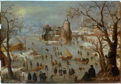 Winter Landscape with Ice Skaters by Hendrick Avercamp