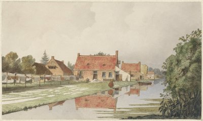 Bleacheries Behind a Canal by Hendrik Abraham Klinkhamer