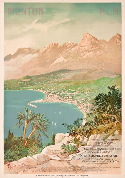Poster advertising Menton, France by Henri Garnier Tanconville