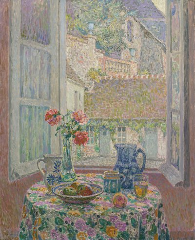 Table overlooking the courtyard by Henri Le Sidaner