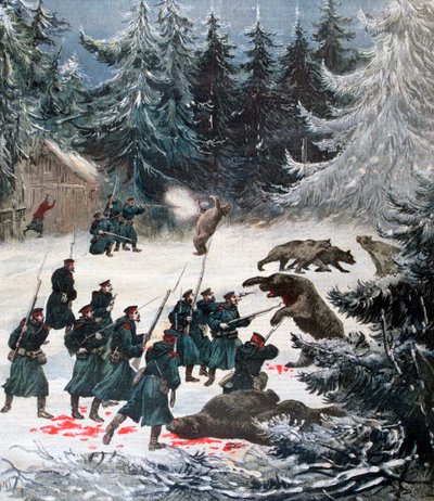 Bear attack, Russia, 1892 by Henri Meyer