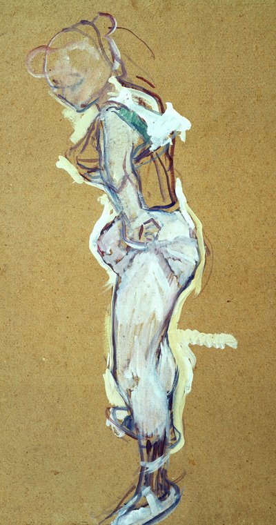 Trapeze artist adjusting her shirt by Henri de Toulouse Lautrec
