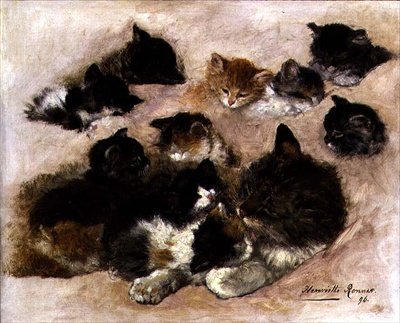 Study of Cats and Kittens by Henriëtte Ronner Knip