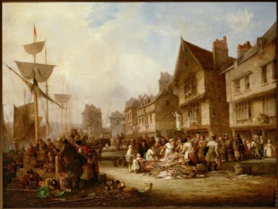 The Old Quayside, Newcastle by Henry Perlee Parker
