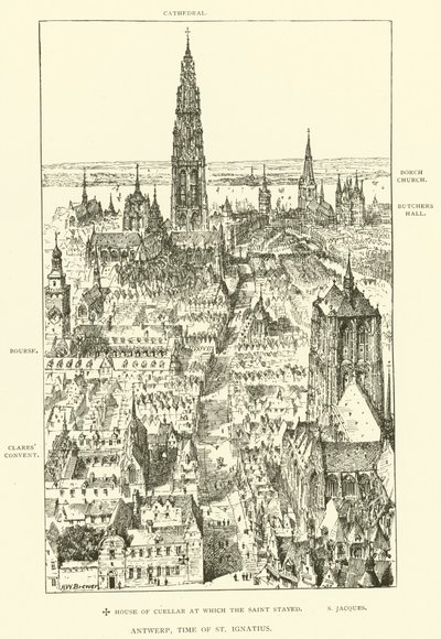 Antwerp, time of St Ignatius (engraving) by Henry William Brewer