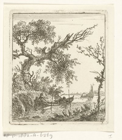 Rowboat with Two Men by Hermanus Fock