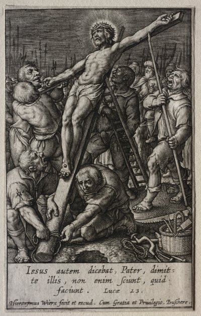 The Passion: The Raising of the Cross by Hieronymus Wierix