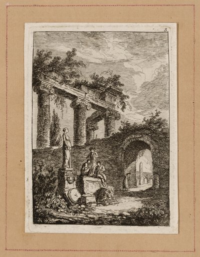 Plate Three from Evenings in Rome by Hubert Robert