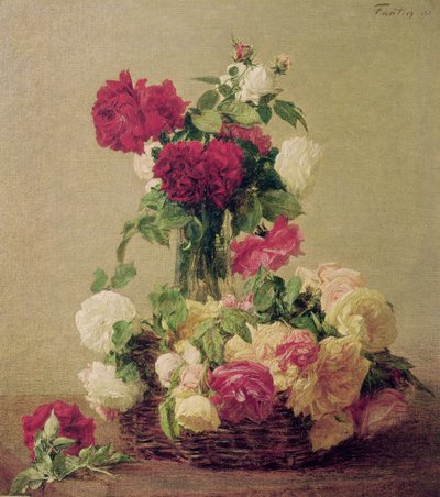 Roses, 1891 by Ignace Henri Jean Fantin Latour