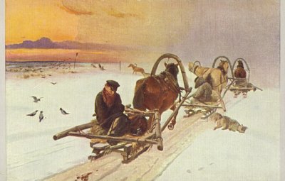 Group of Sleighs in Russia by Illarion Mikhailovich Pryanishnikov