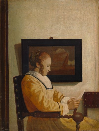 A Young Woman Reading by Imitator of Johannes Vermeer