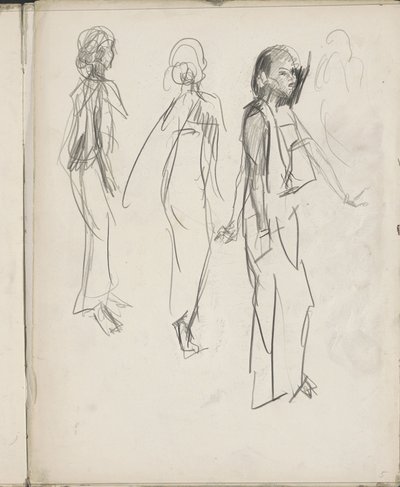 Three Standing Indian Figures by Isaac Israels