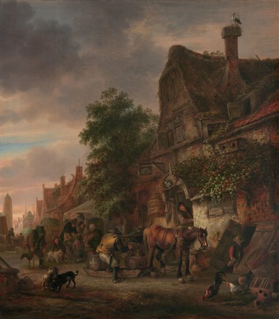 Workmen before an Inn by Isack van Ostade