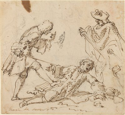 Three Men Fighting by Italian 17th or 18th Century
